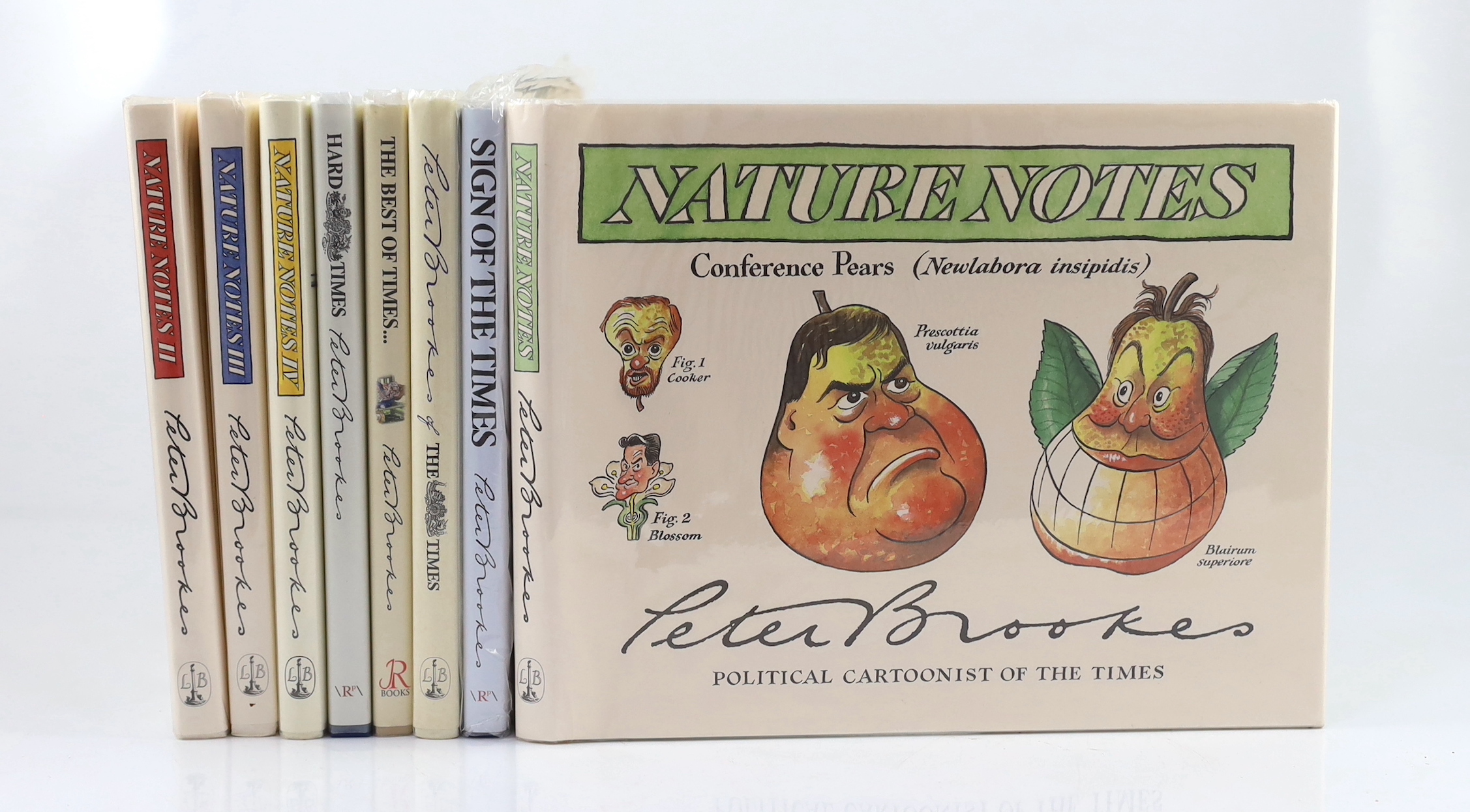 Brookes, Peter. Nature Notes. 1997; Nature Notes. The New Collection. 1999; Nature Notes III. 2001; Nature Notes IV. The Natural Selection. 2004. All signed by the author/artist. Together with four other “Times” cartoon